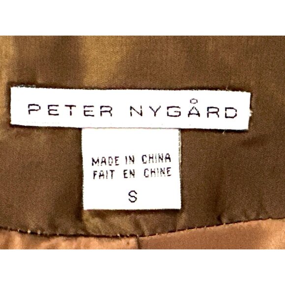 Peter Nygard Small Vintage Bronze Gold Silk Jacket Vintage Dot Party Evening Chi - Picture 7 of 13